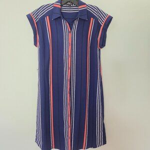 EXPRESS Blue Shirtdress Size XS Striped Dress Front Button